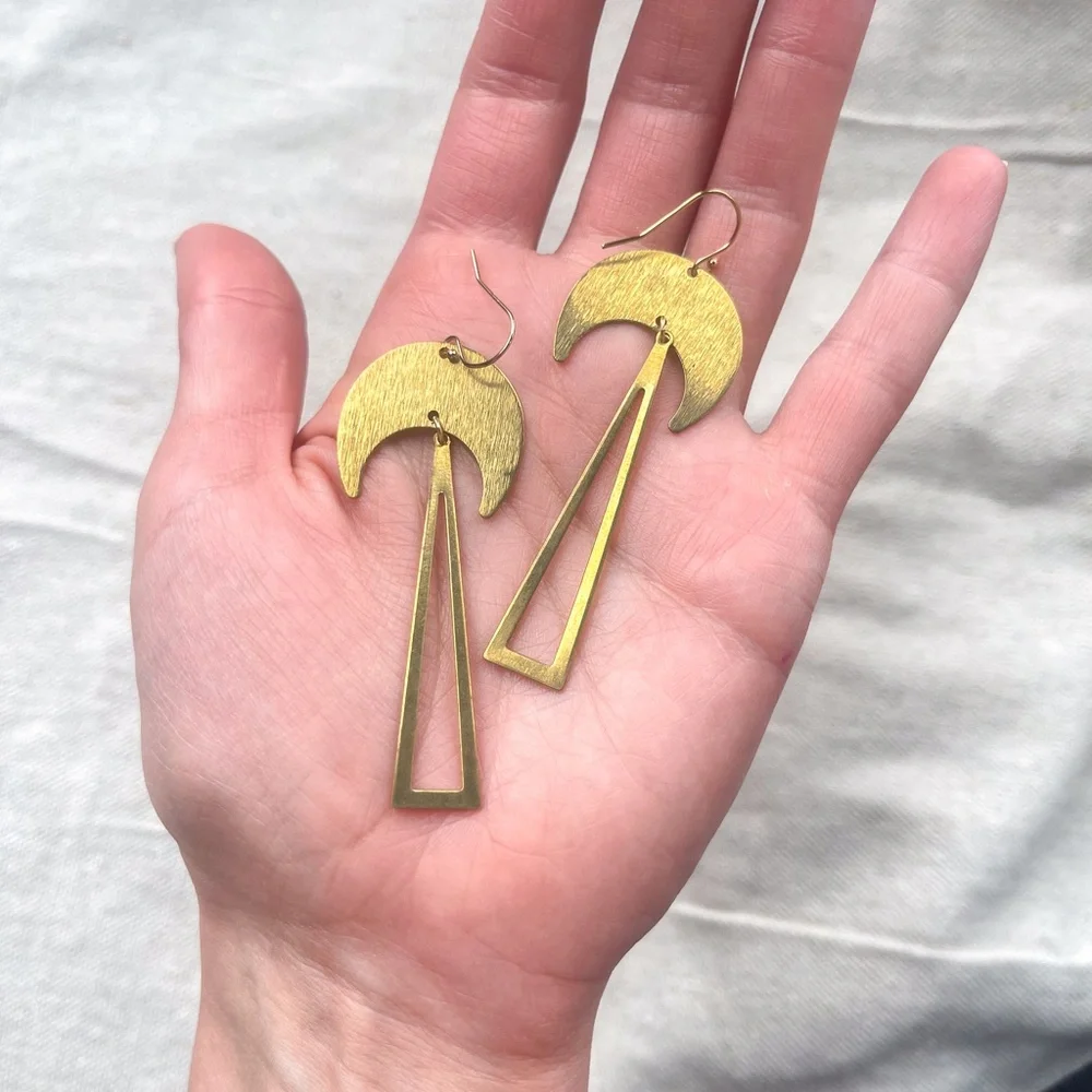 SOARCE Moon Ray Earrings in Brass and 14K Gold Fill - Picture 2 of 2